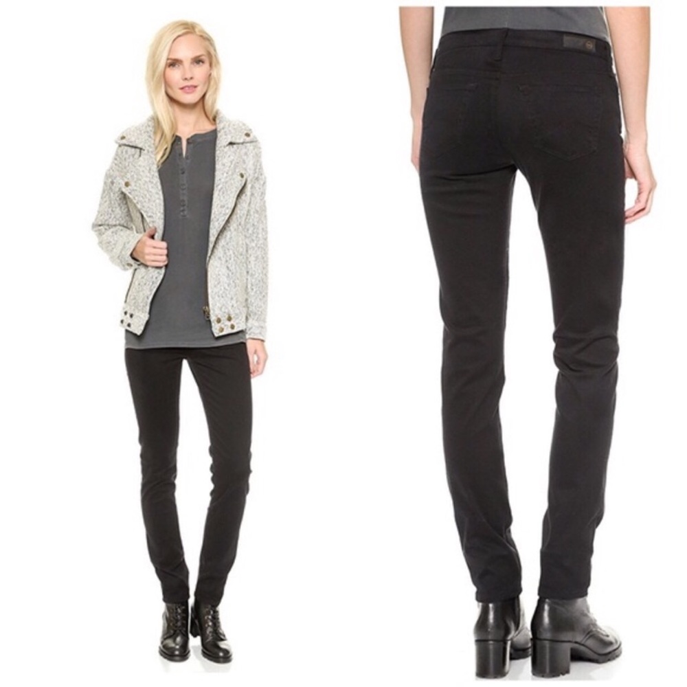 AG The Stilt Sateen Cigarette Jeans in Black - 25R